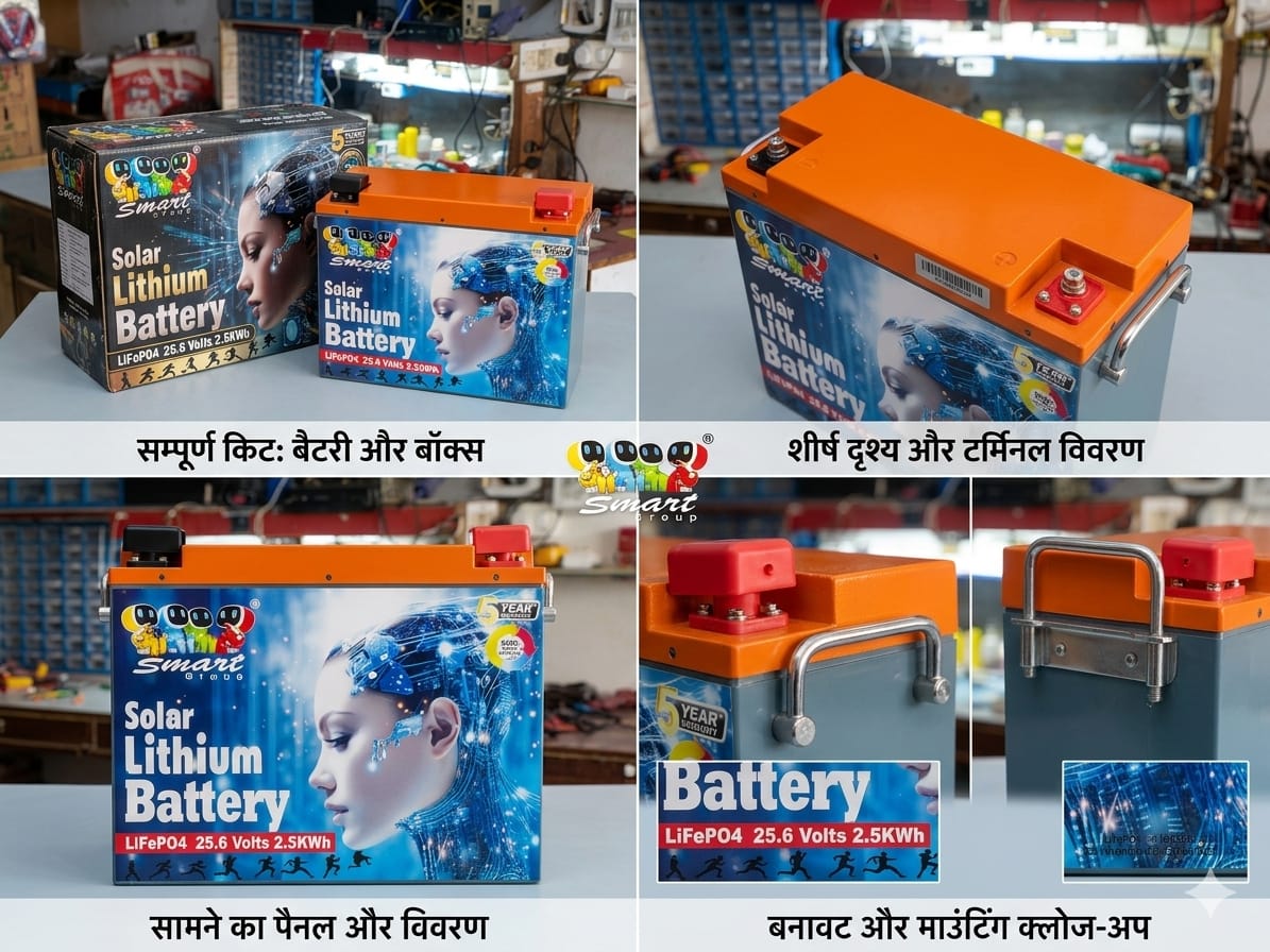 Smart Group Solar Lithium Battery complete kit and terminal details